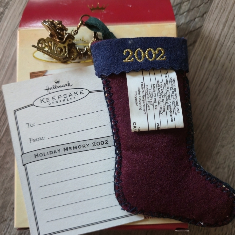 Hallmark Keepsake 2002 Dad Stocking Ornament Felt Argyle Christmas Sleigh - Picture 5 of 10